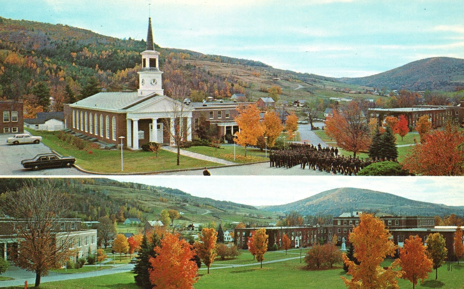 Northfield Vermont, White Chapel Harmon Hall & Science Center, Vintage Postcard