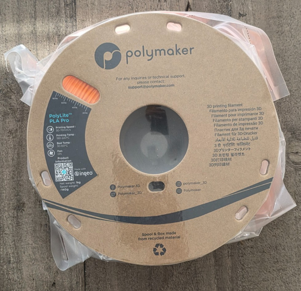 Polymaker 1.75mm PolyLite PLA Pro Filament 1kg Orange #PA07010 *Damaged Box