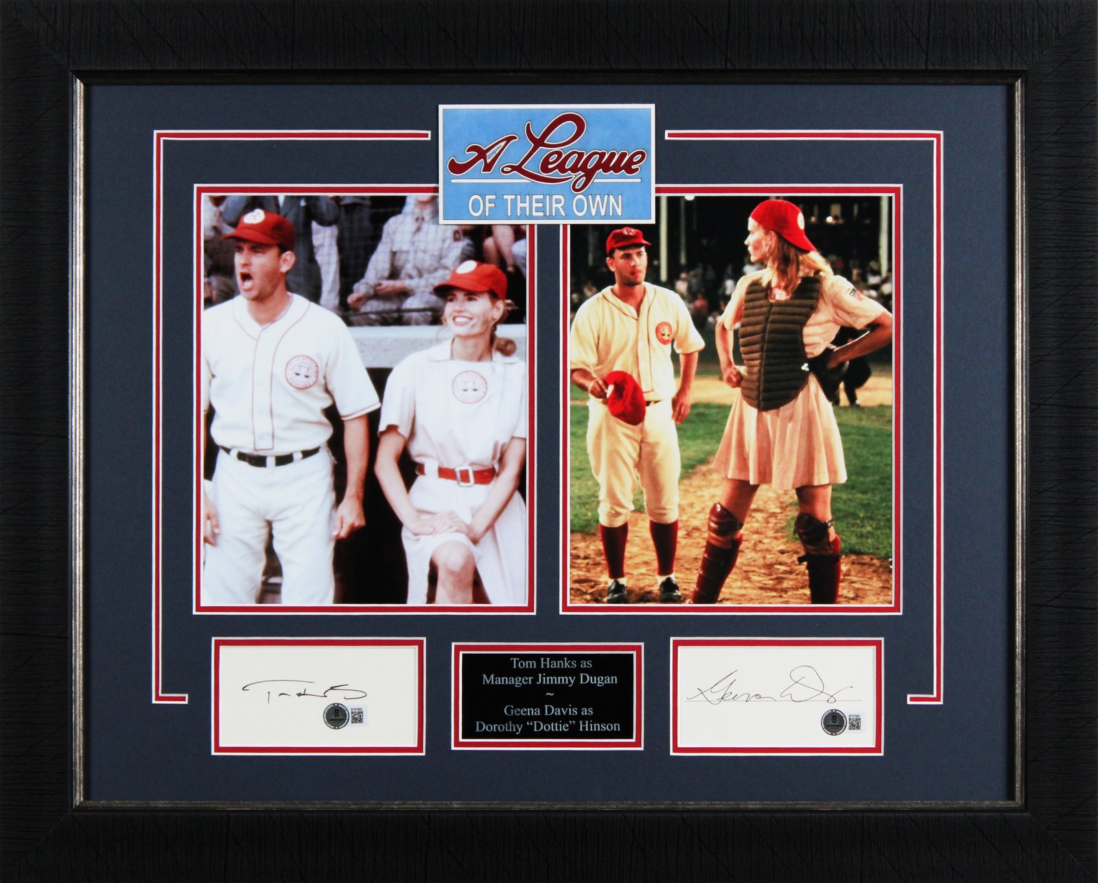 Tom Hanks & Geena Davis A League Of Their Own Signed Framed Display BAS