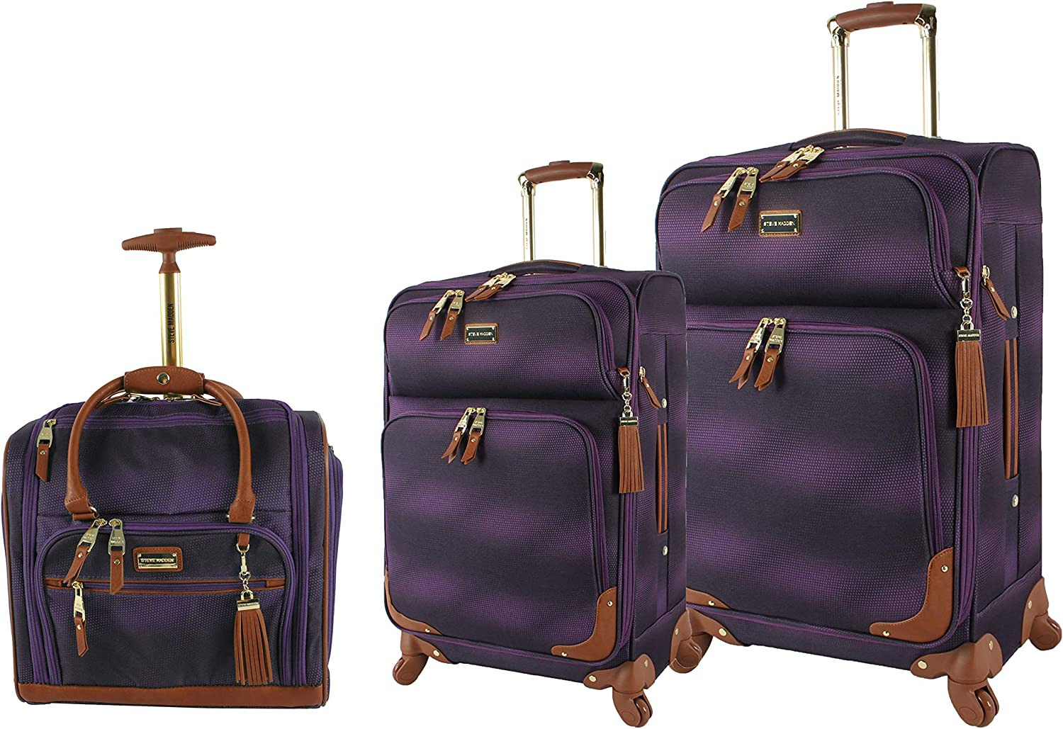 Designer Luggage Collection - 3 Piece Softside Expandable Lightweight Spinner Su