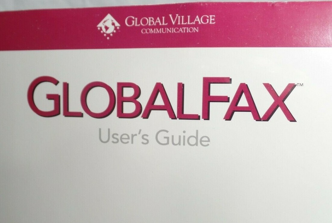 Global Village Fax User's Guide & 3 Software Disks  Manual in Sealed Package