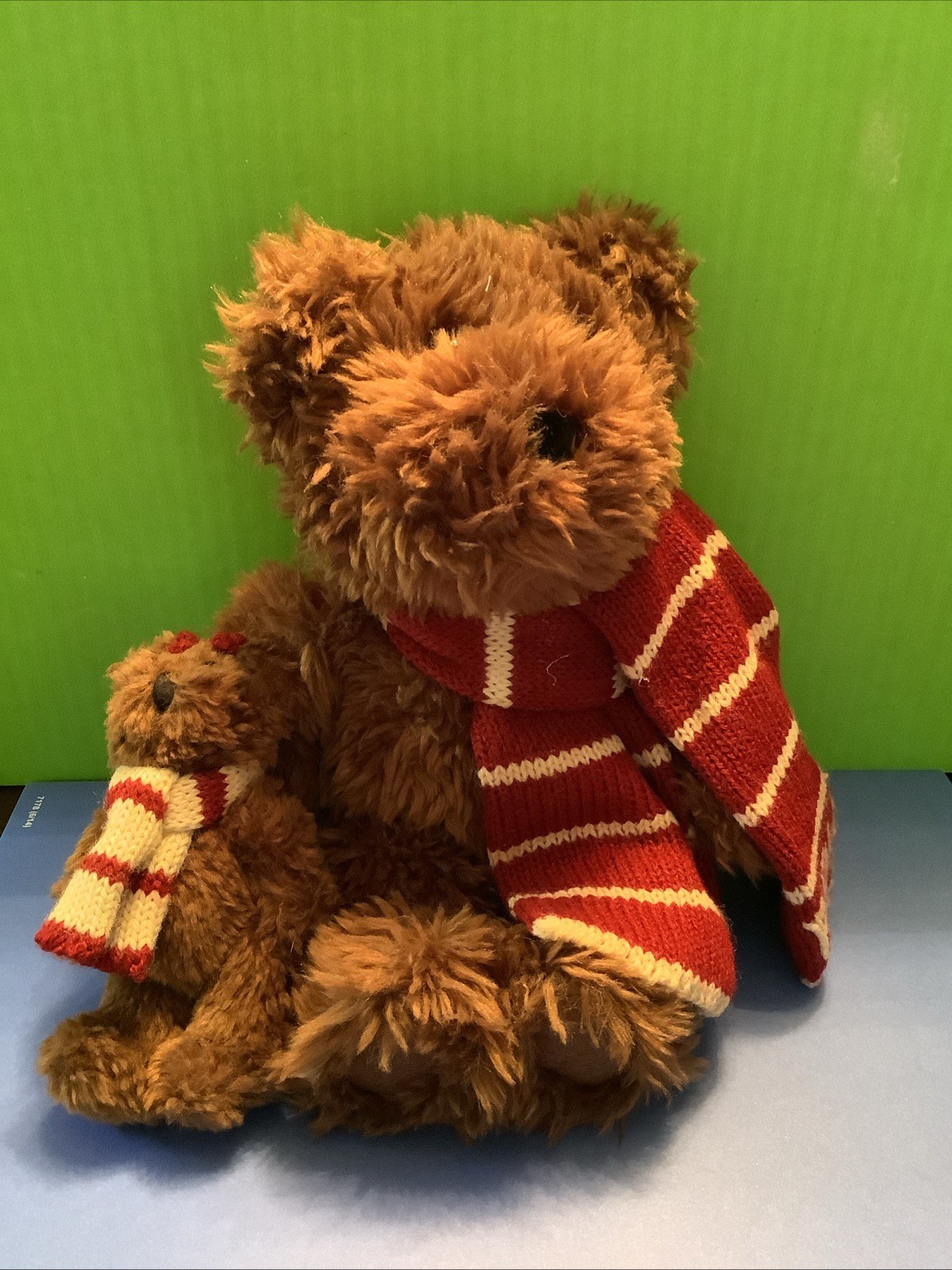 2003 Polo Ralph Lauren Bear With Baby Bear Striped Scarfs