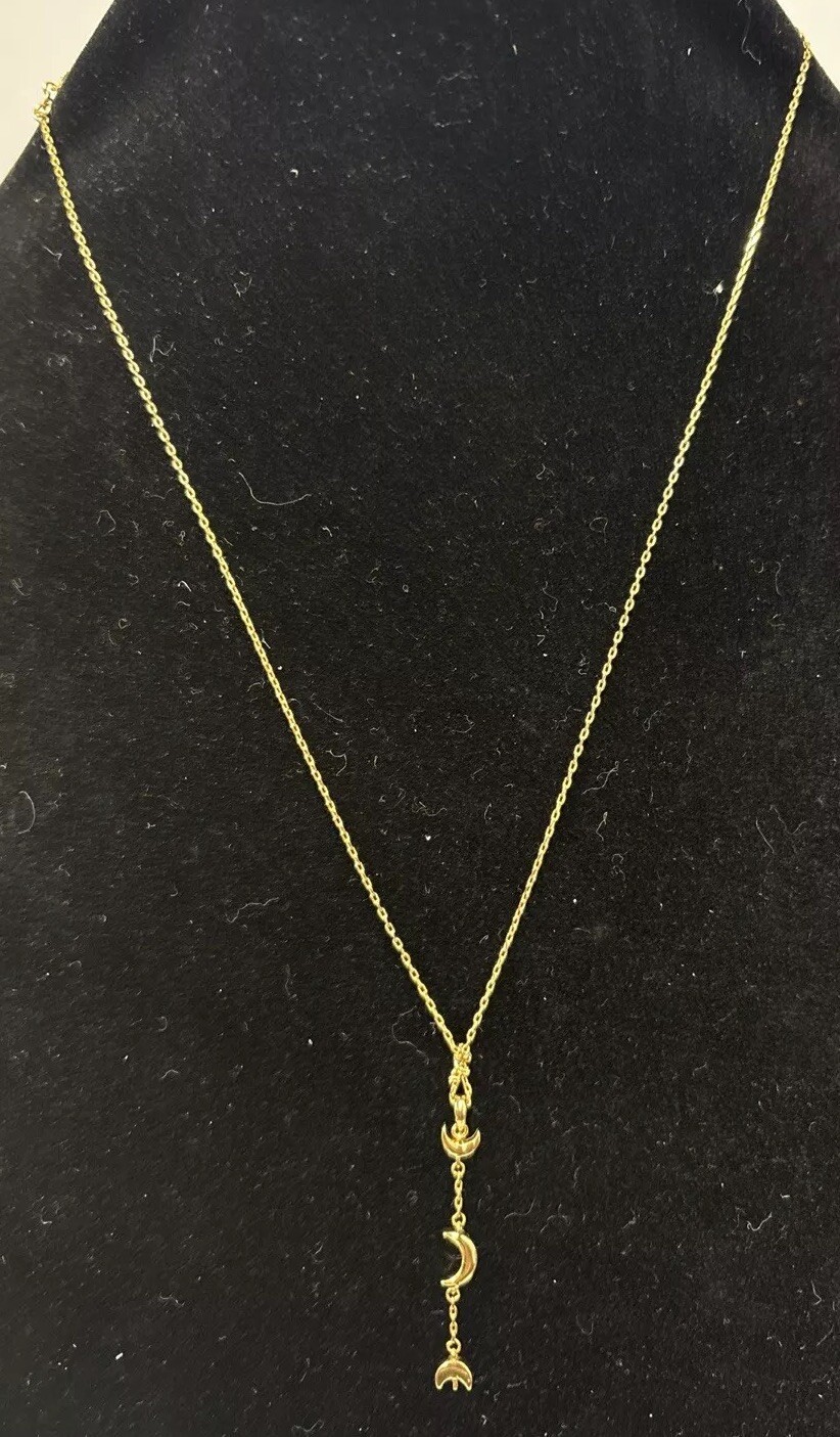 Necklace Lucky delicates 925 Sterling Silver Gold Tone Moons 17” Lobster Clasp