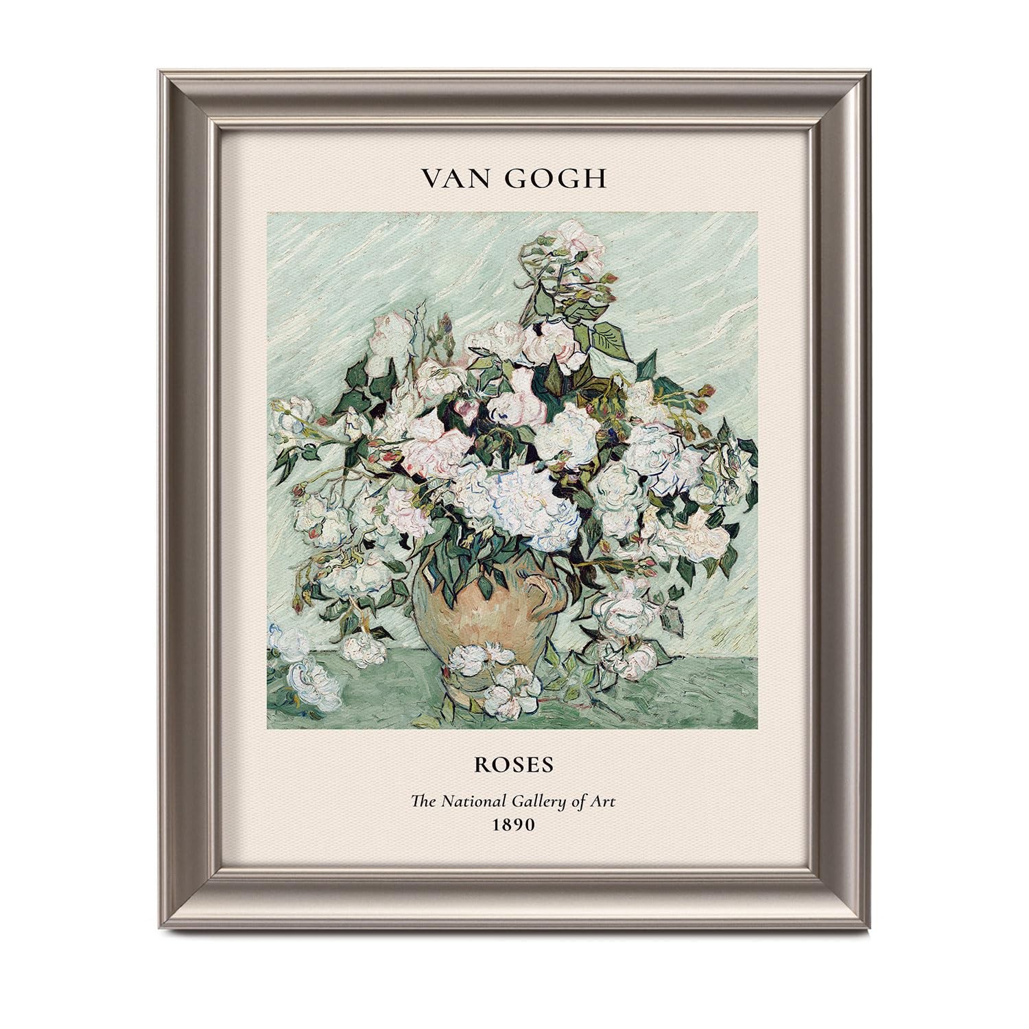 Framed Van Gogh Canvas Wall Art Decor, 10"L x 8"W, van gogh light green 