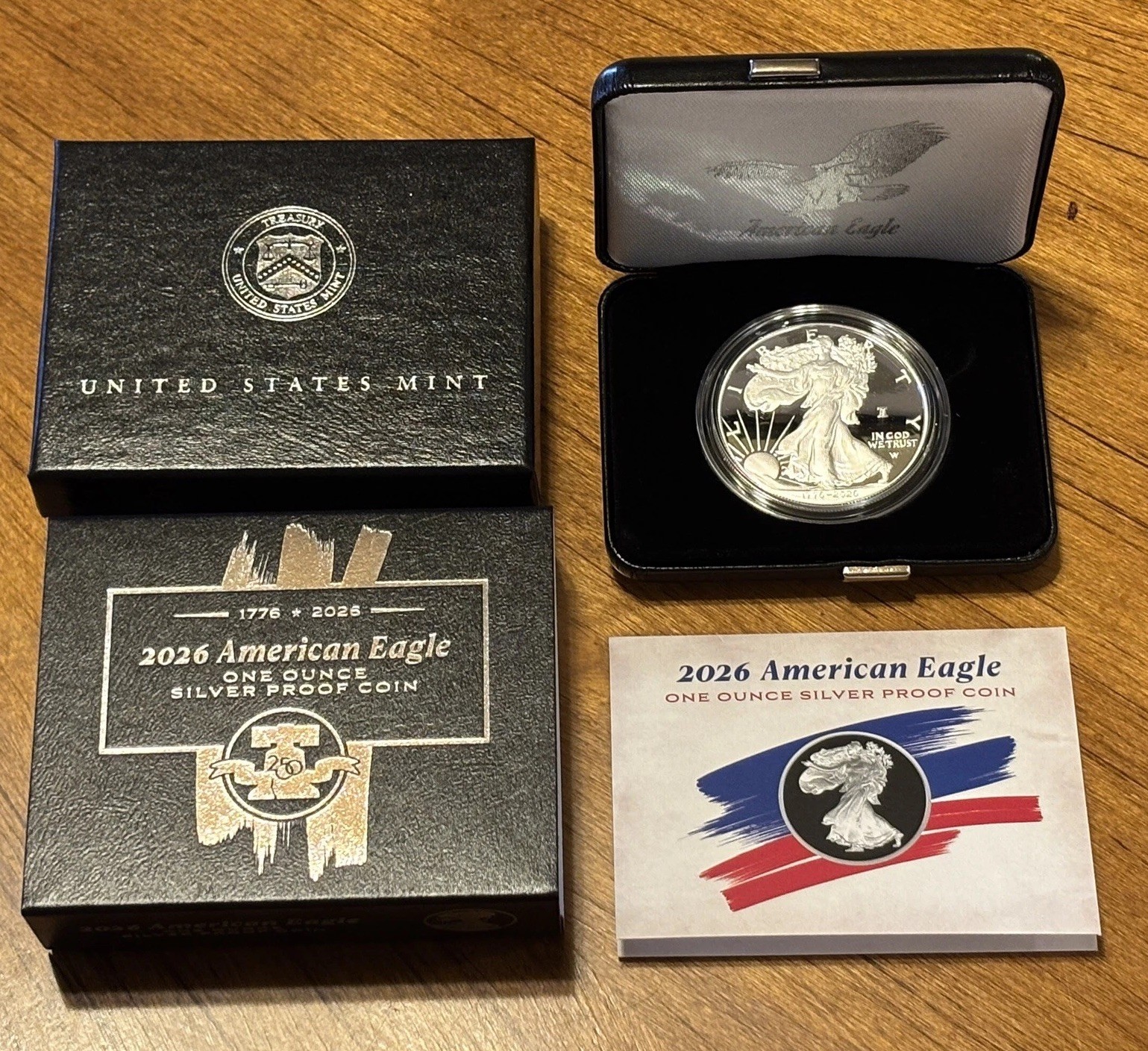 1776-2026 W Proof American Silver Eagle 250th Liberty Bell Privy OGP - COA & Box