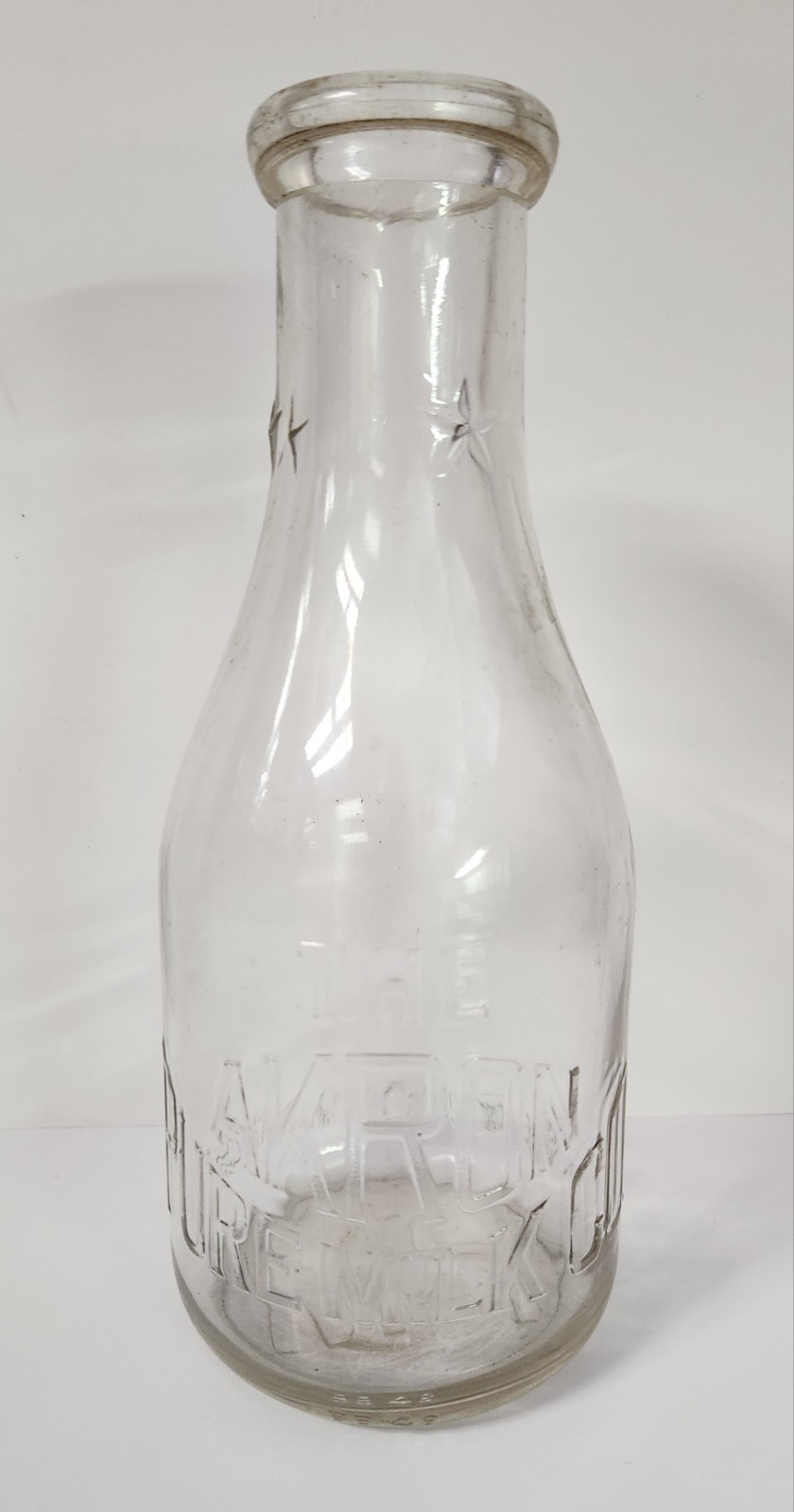 Akron OH Pure Milk Co. Quart Milk Glass Bottle