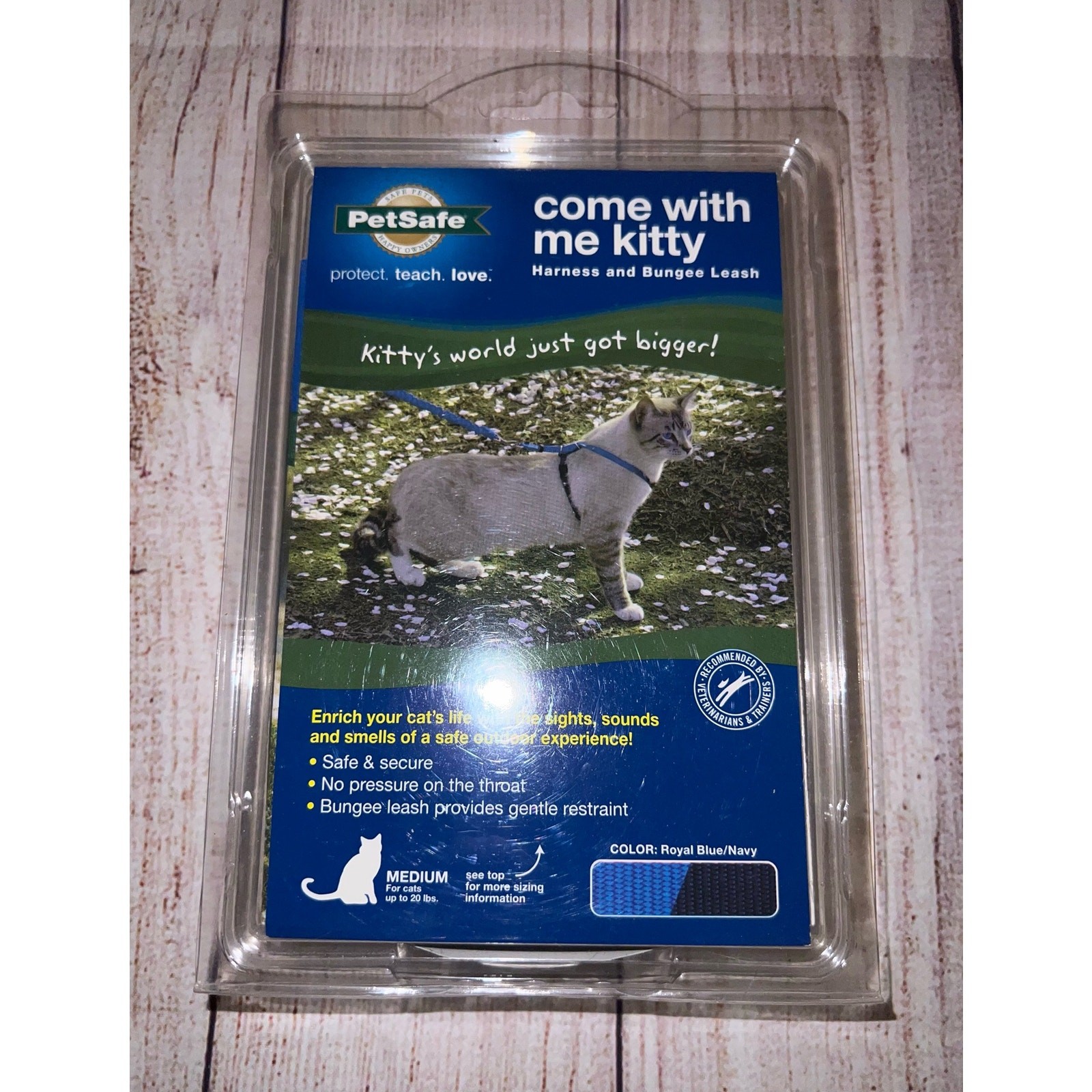 Petsafe Come With Me Kitty Harness & Bungee Leash Cats Up 20lbs Sz Medium Blue