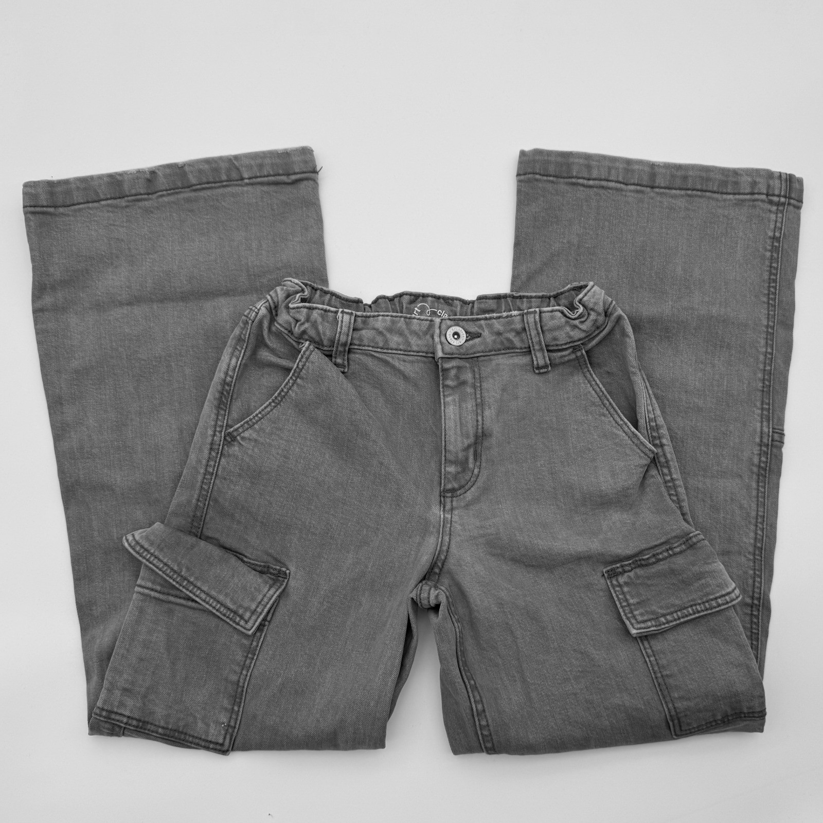 Art Class Kids Gray Cargo Jeans Wide Leg Utility Pants Size 12
