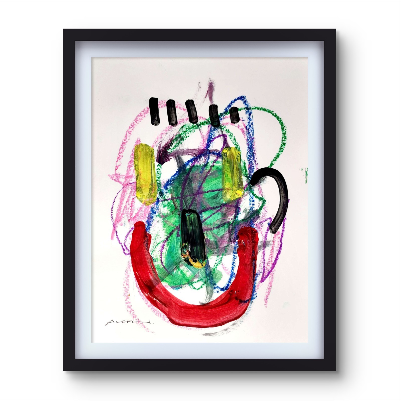 Aleph Original Art 14x11 Unique Abstract Expressionism Wall Art Gallery Paper