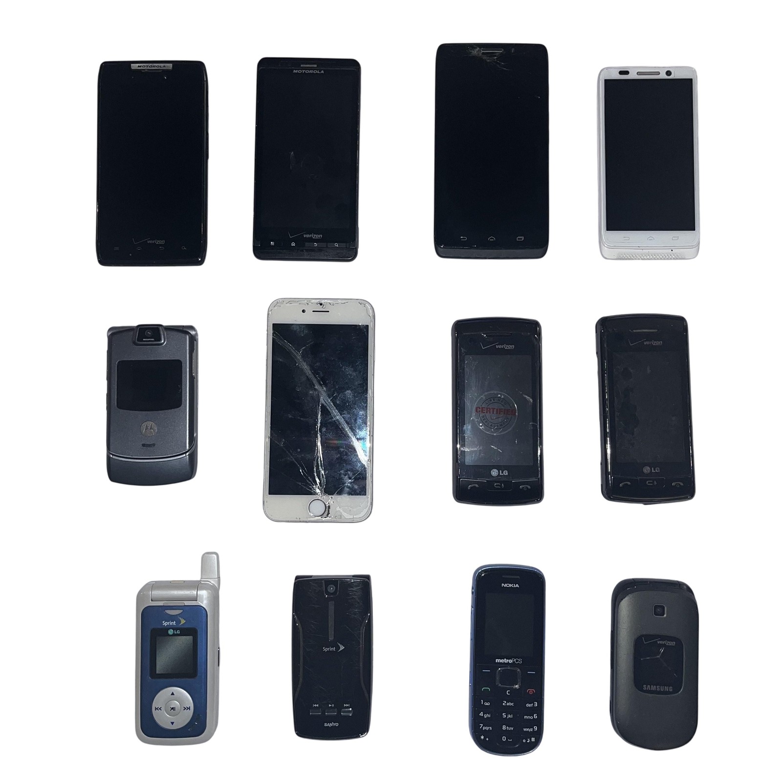 Mixed Cell Phone Lot 12 Verizon Sprint iPhone 6 Motorola LG Samsung Parts Repair