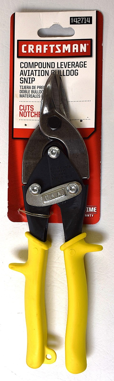 New NOS Craftsman USA Bulldog Compound Aviation Tin Snips 42714 Yellow