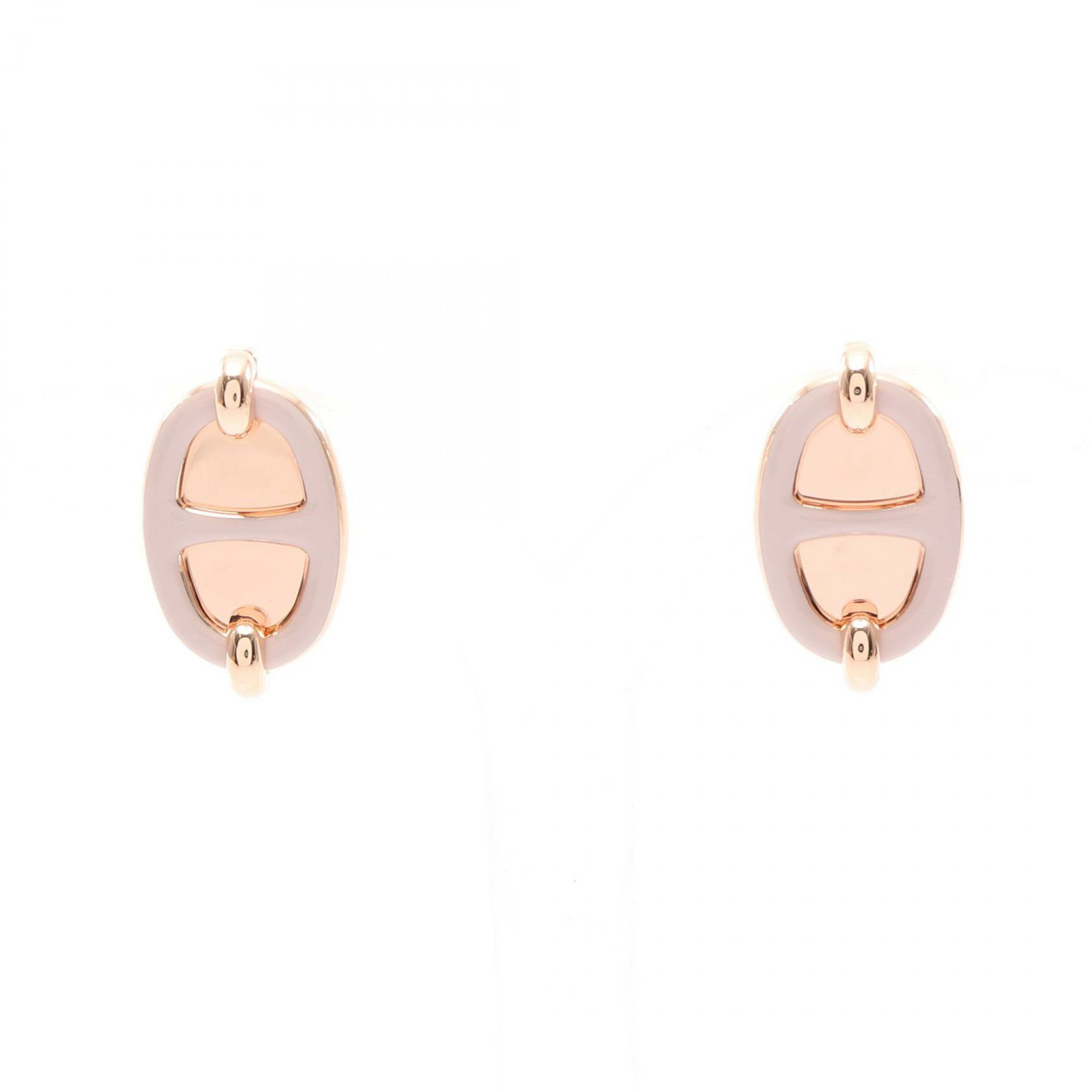 HERMES Maillon Mini Earrings Jewelry GP (Gold Plated) Ladies Pink H100052 Used