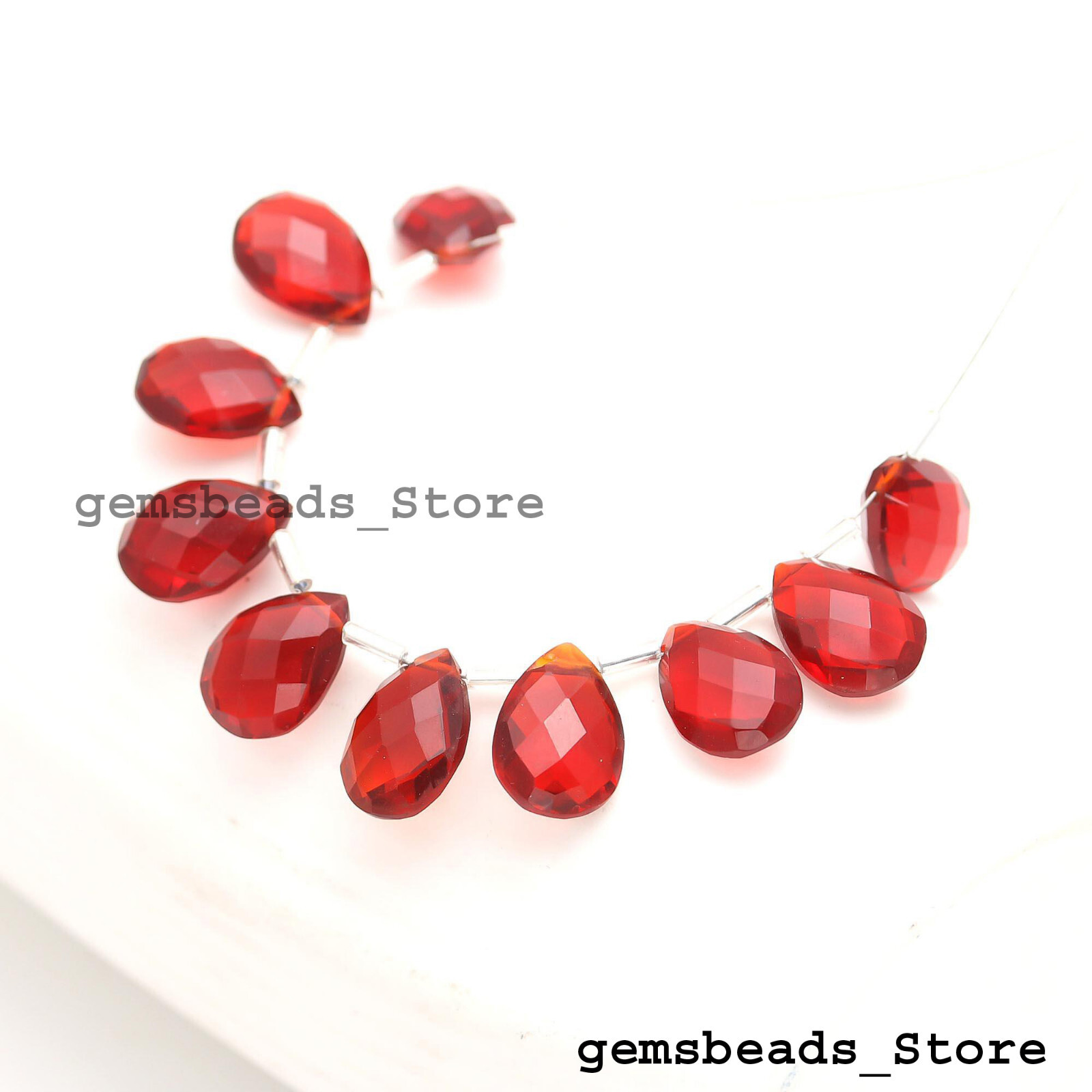 Red Rubelite Top Quality Hydro Quartz Briolette Faceted 14x10MM Beads 10 Pcs