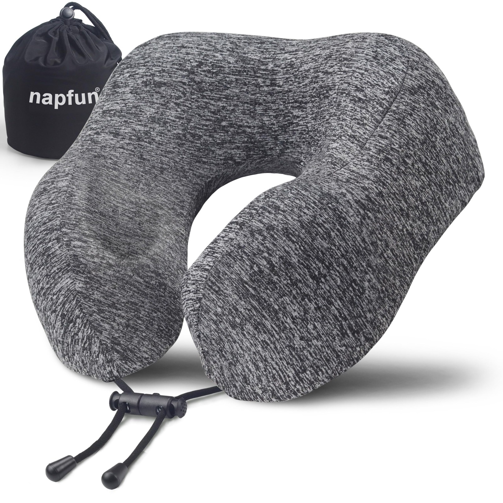 Neck Pillow 100% Memory Foam Travel for Flight Headrest Grey Portable napfun
