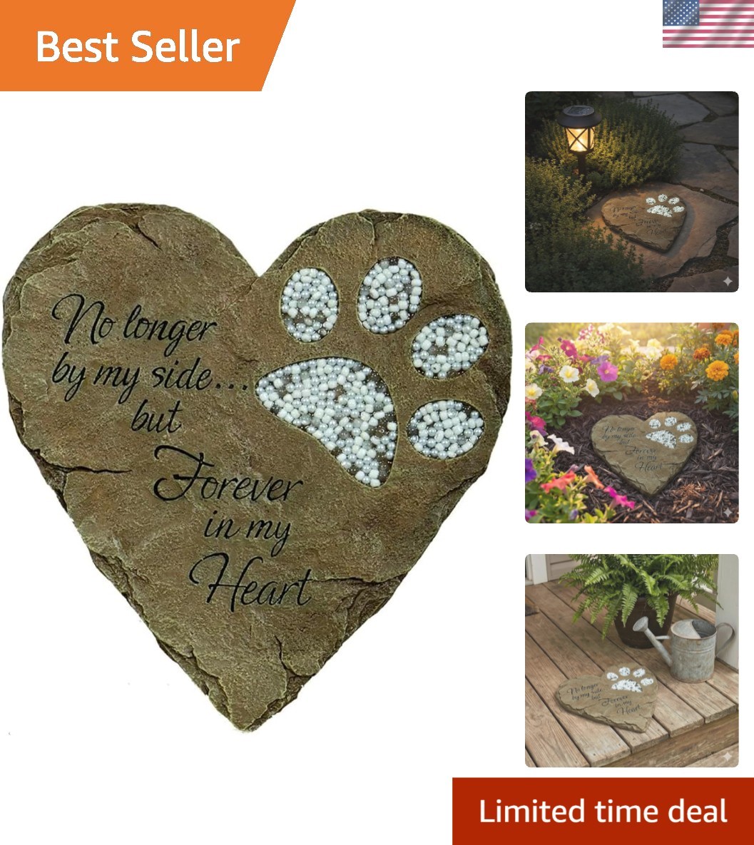 Pet Memorial Garden Stone - Heart-Shaped, Weatherproof Dedication