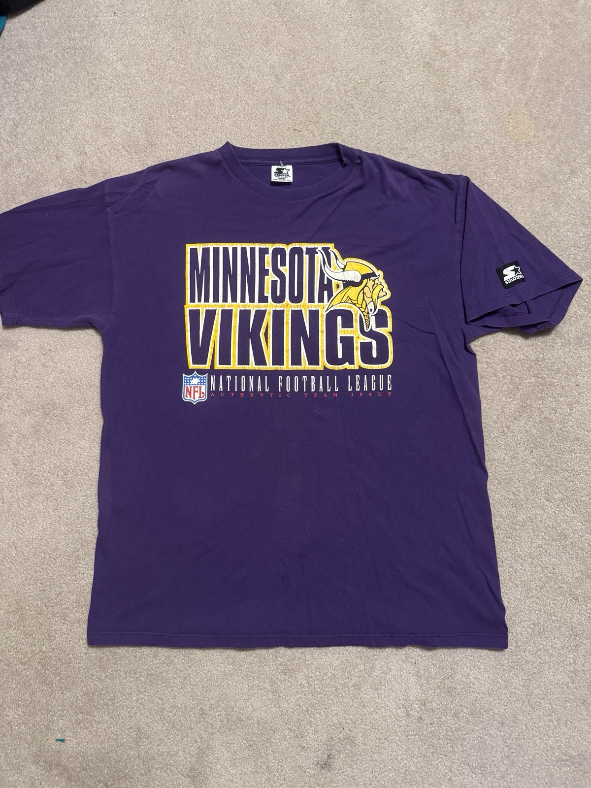 Vintage Purple Minnesota Vinkings Starter T Shirt USA Size L