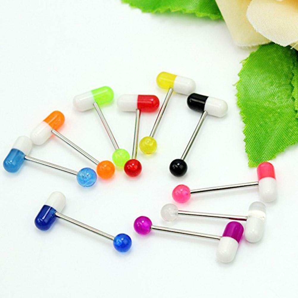 10 Pcs UV Pill Tongue Bar Piercing Jewellery NEW9 N4S6