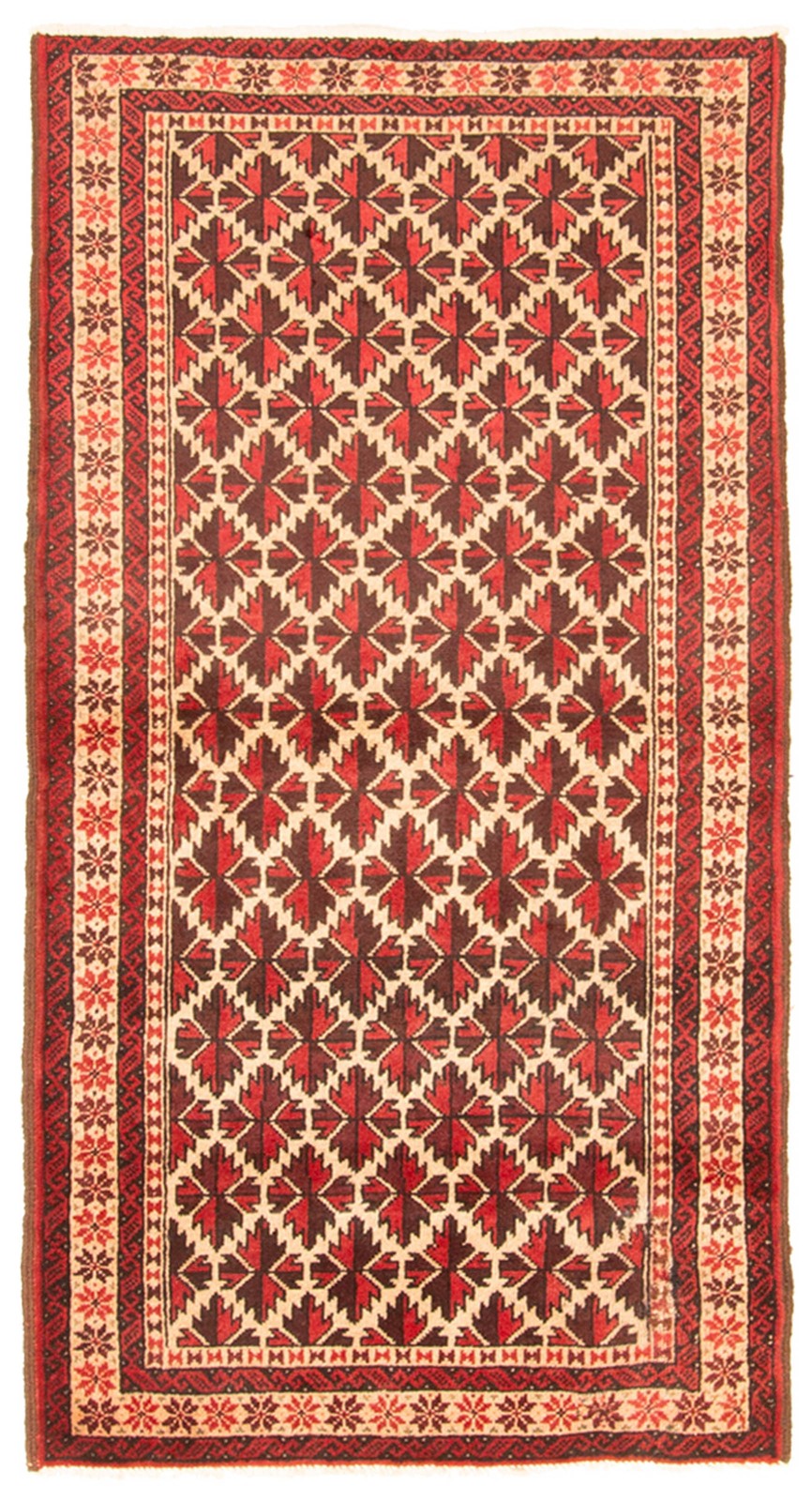 Vintage 2'9" x 5'5" Geometric Hand-Knotted Carpet Traditional Wool Area Rug