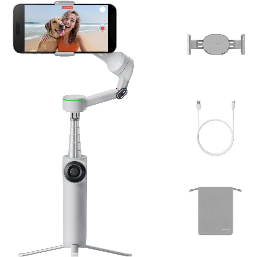 Foldable AI Phone Gimbal with Multi-Person Tracking 360° Pan Tracking Built-in
