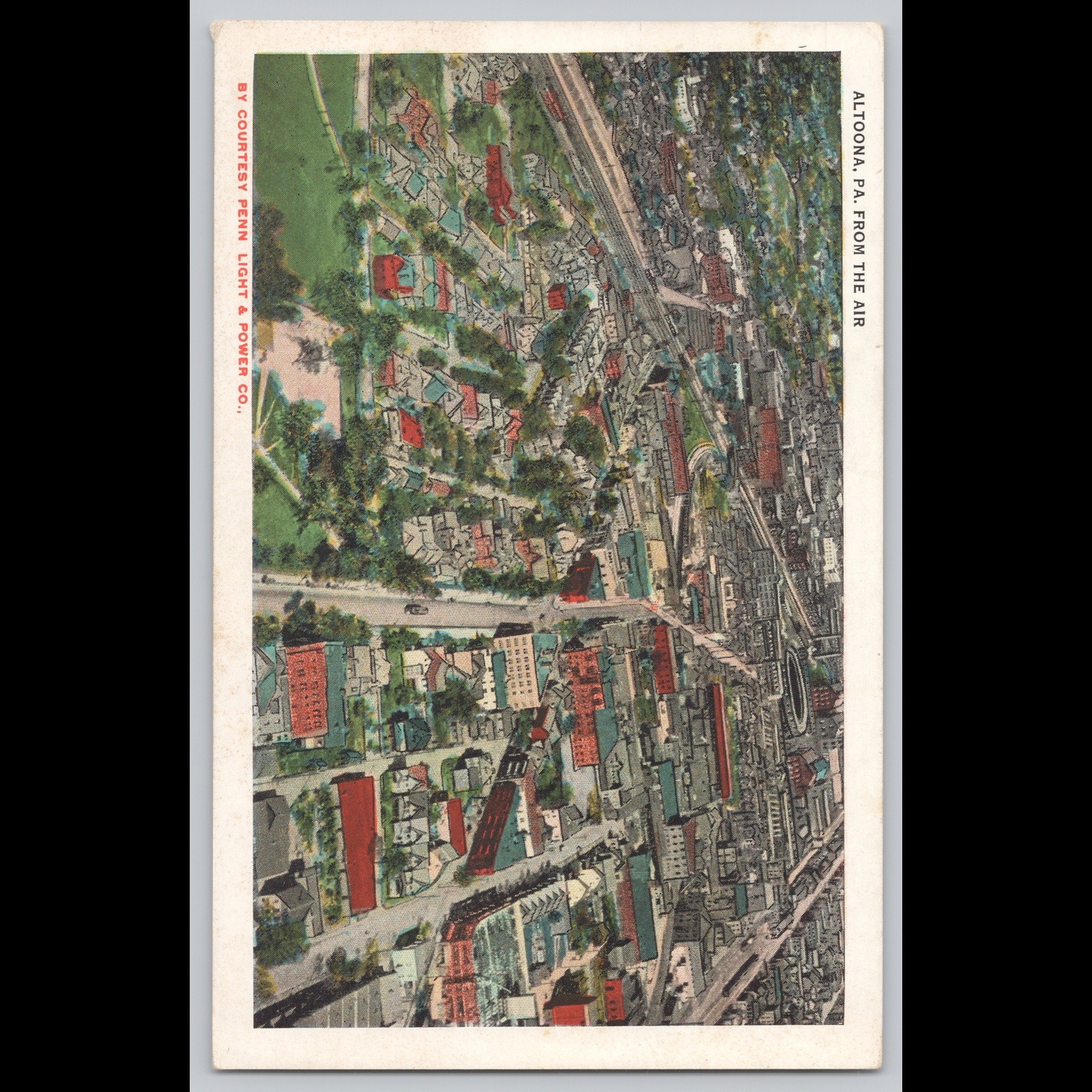 Antique Postcard Altoona PA Aerial View by Penn Light & Power Co.