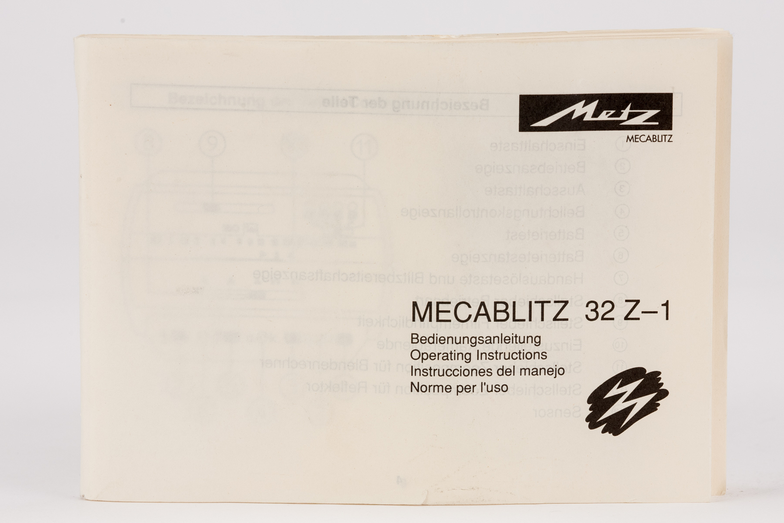 Manual Metz Mecablitz 32 Z-1 Z1 Z 1 z1 Instruction Guide
