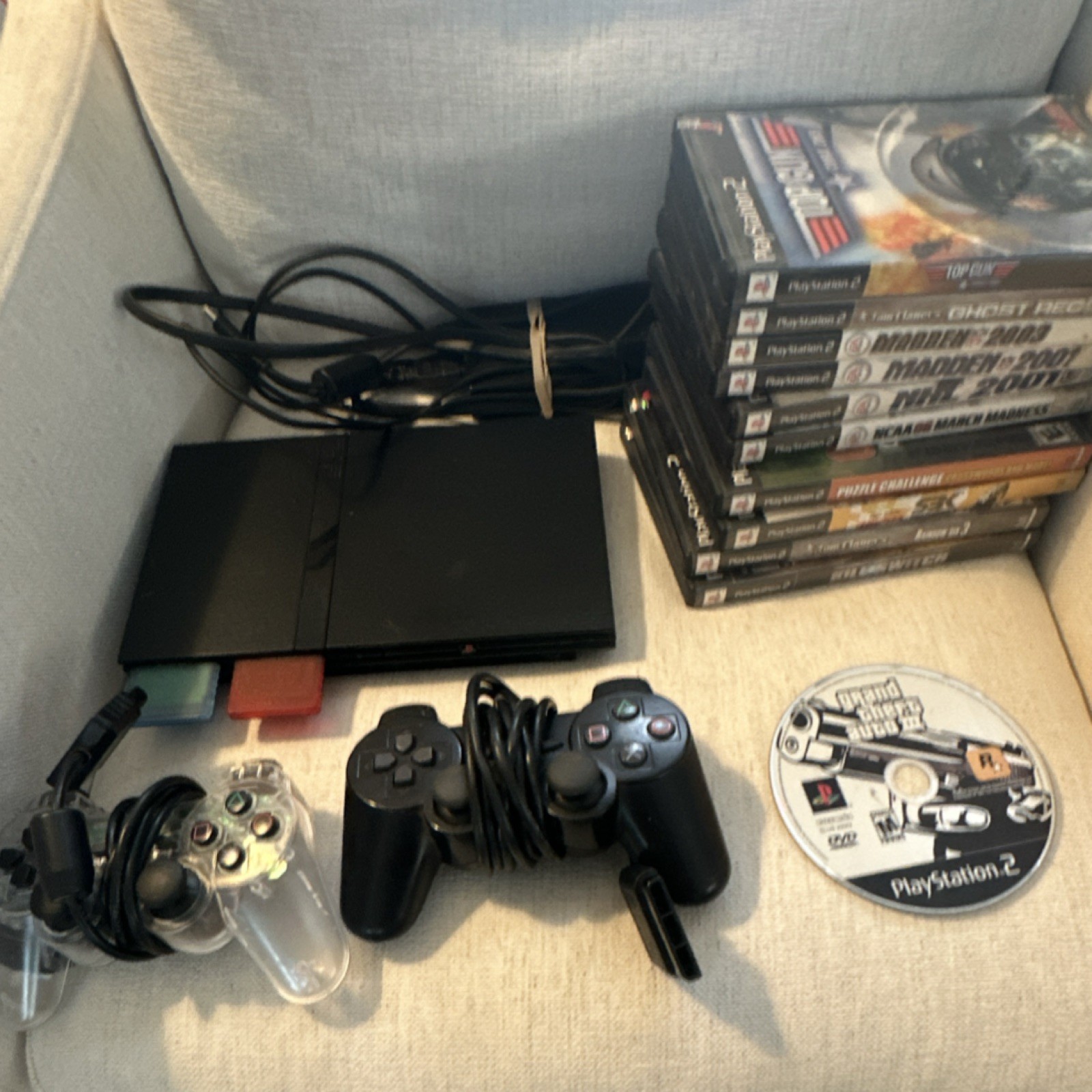 Sony PlayStation 2 Slim Console Bundle w/ Controllers, Memory Cards, Games & GTA