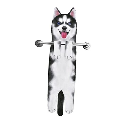  Funny Husky Dog Puppy Hand Towels for Kitchen Bathroom - Dog Mom Huskies Puppy
