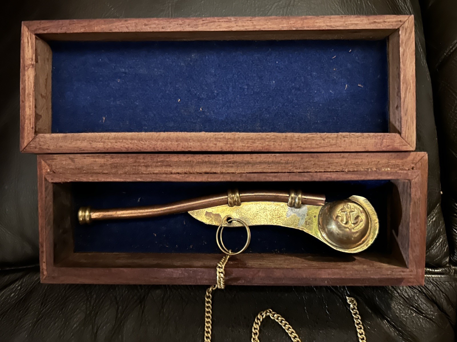 Brass / Copper Boatswain Whistle w/ Box ~ Bosun Call Pipe ~ Nautical Maritime