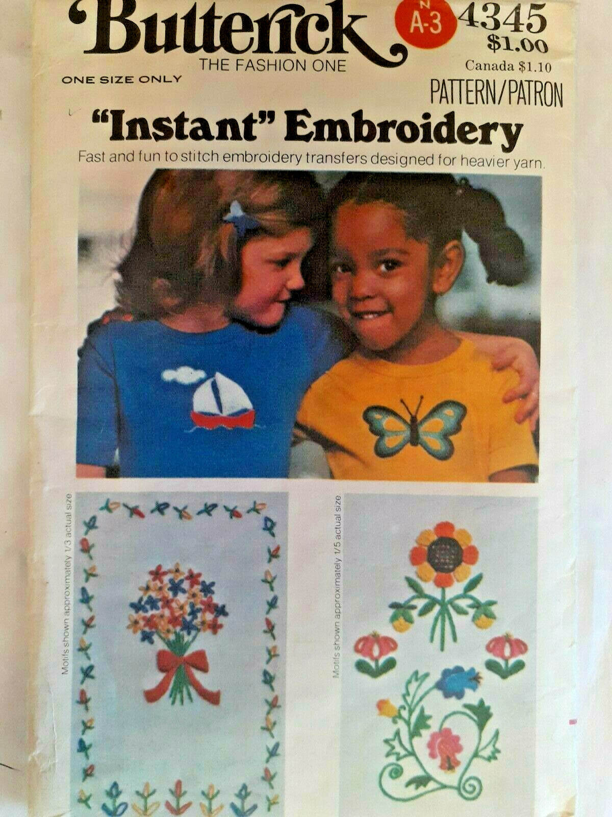 Butterick 4345 Embroidery Transfer Pattern Sewing UC American Floral Eagle VTG