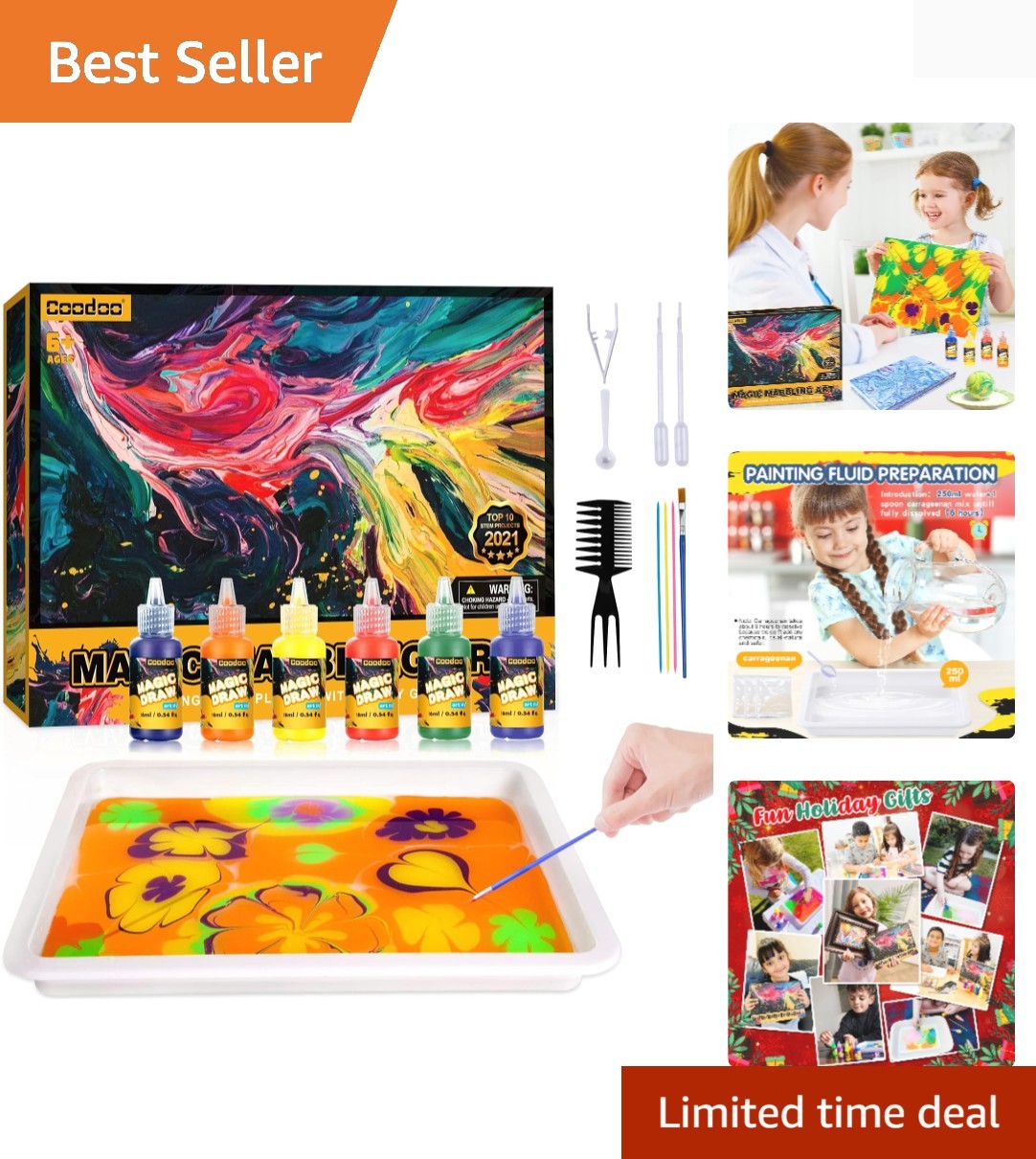 Water Marbling Paints for Kids - Educational Craft Kit for Unique Art Ages 6-12