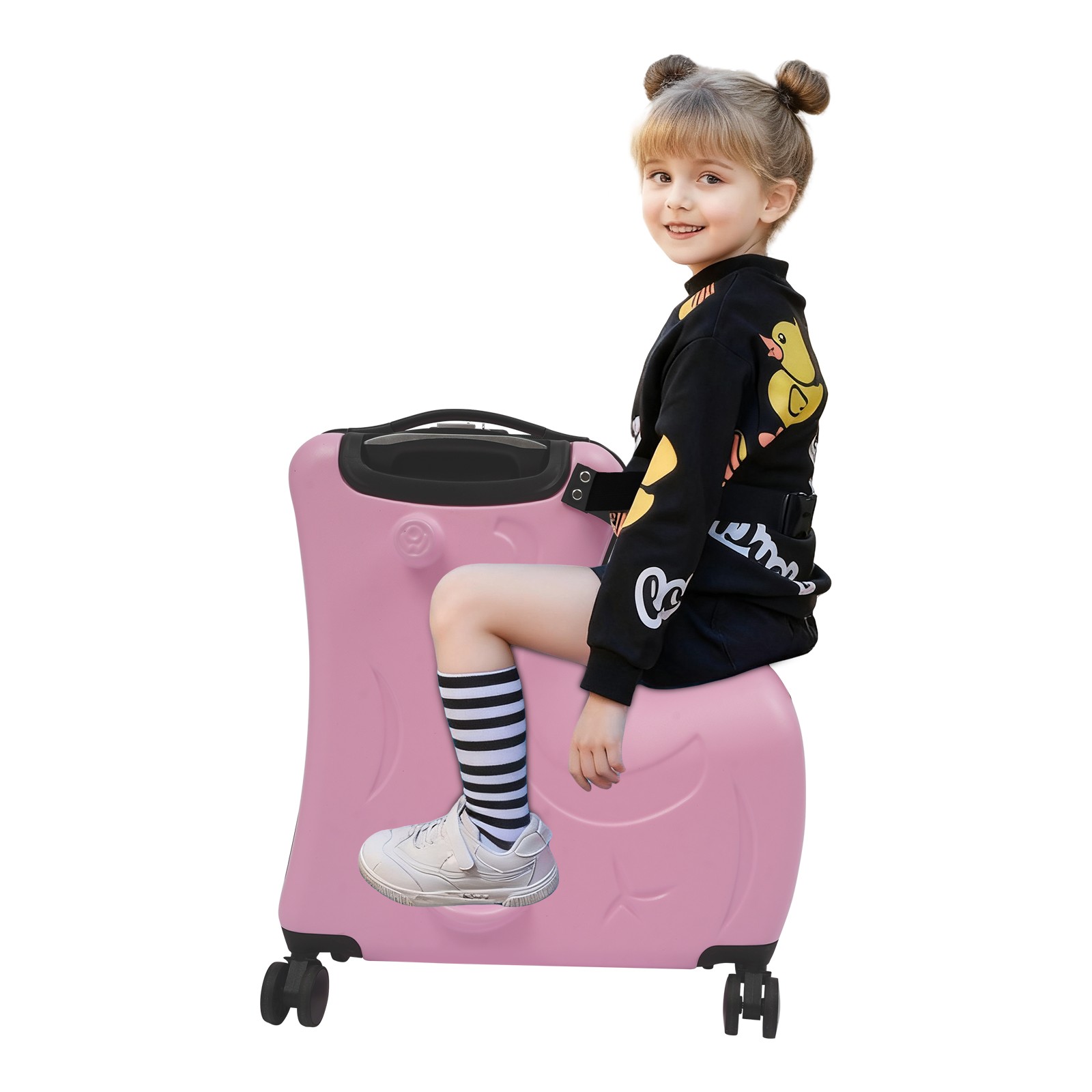20" Kid Ride-on Trolley Case, Portable Kids Trolley Suitcase, Children's Trolley