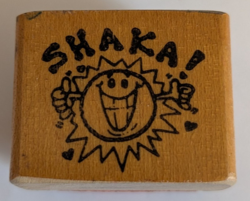 Wood/Rubber Stamp "SHAKA!" Vintage
