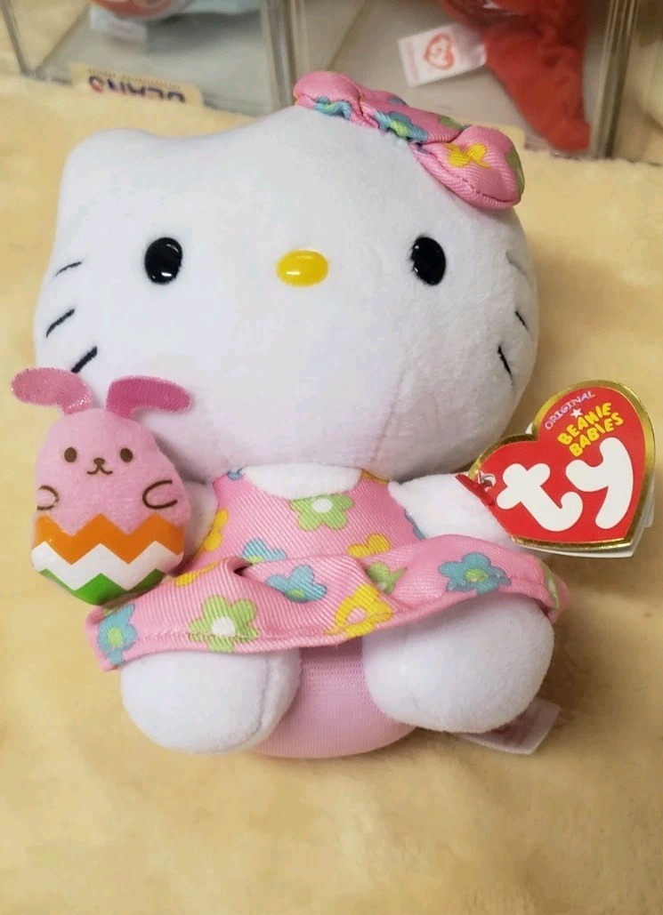 HELLO KITTY (Easter Spring Floral Dress Pink Chick) Sanrio HTF Ty Beanie Babies