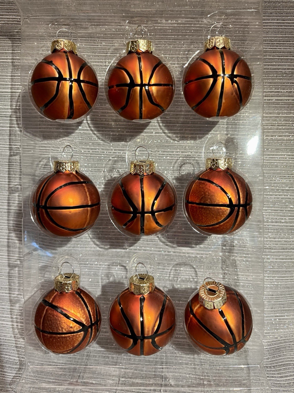 Basketball Decorations Set of 9 Glass Ornaments