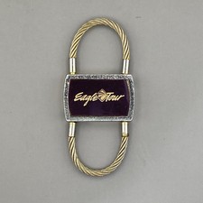 Eagle Tour Keychain Goldtone Dual Loop Keyring Advertising Logo Keytag Fob