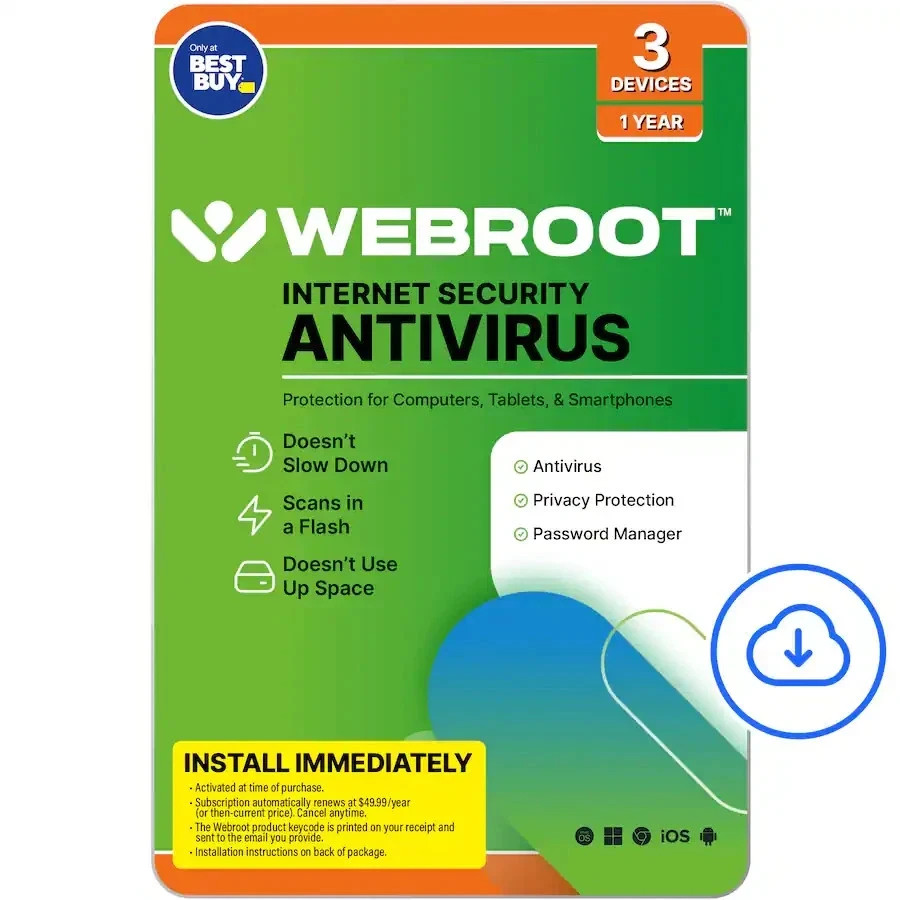 Webroot - Internet Security Antivirus (3 Devices) 6-Month Subscription - DIGITAL