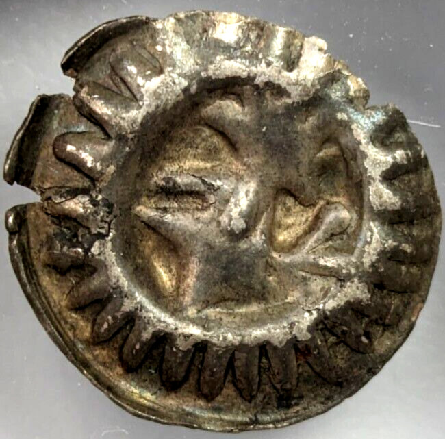 Friedrich II Brandenburg GERMANY AD 1440 NGC AU53 Silver Bracteate Knight Helmet