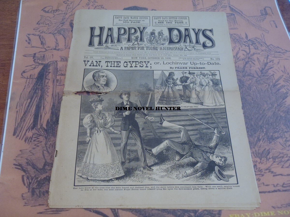 JACK WRIGHT & VAN THE GYPSY STORY FRANK TOUSEY HAPPY DAYS #104 1896 DIME NOVEL