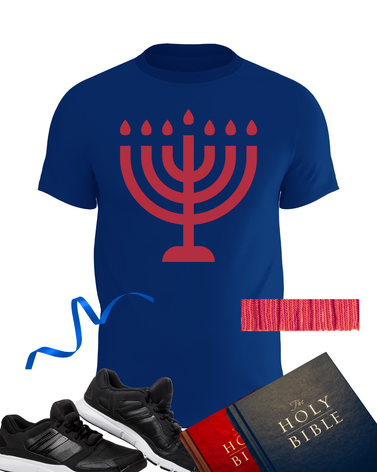 HEBREW ISRAELITE Menorah T-Shirt with Fringe  (2XL)