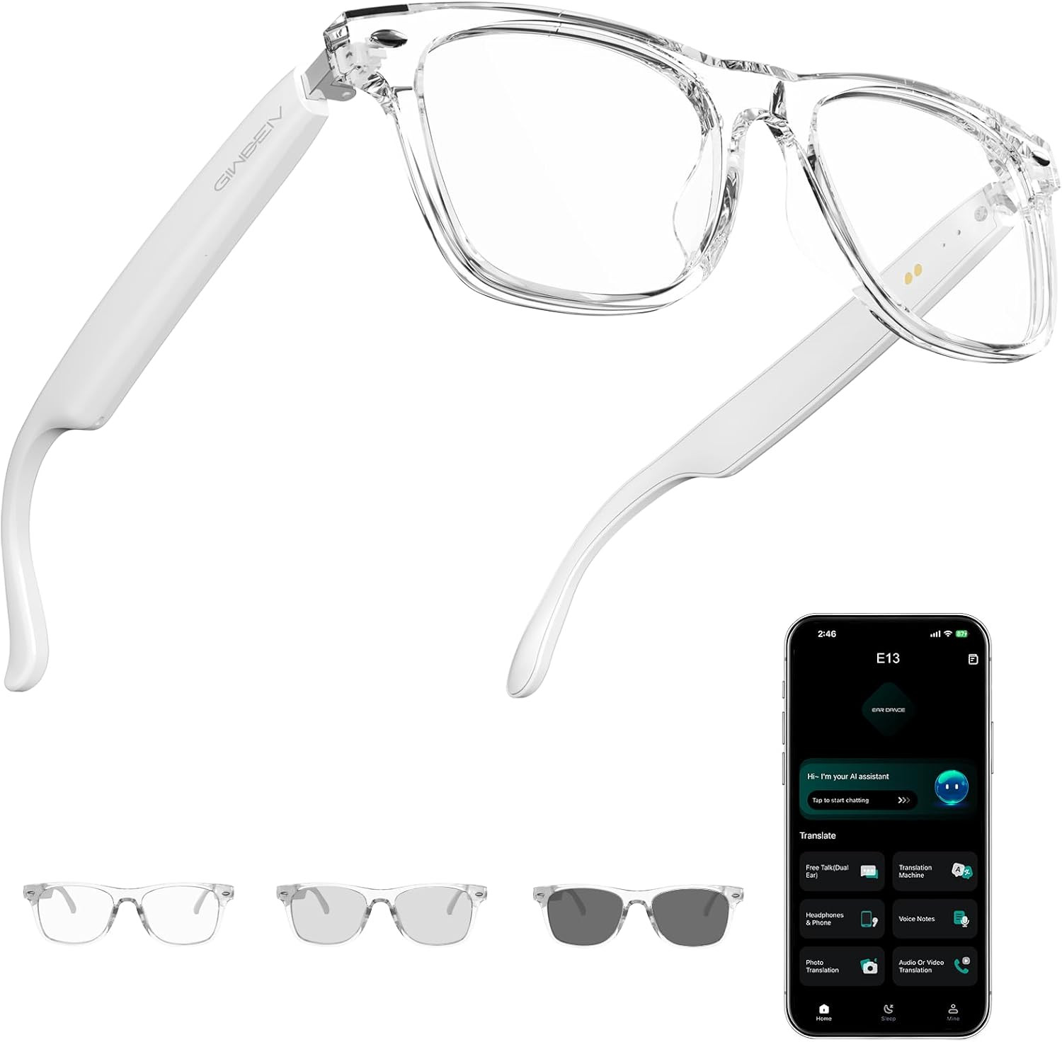 AI Smart Glasses for Women and Men with Chat GPT, Bluetooth Translation Glasses 