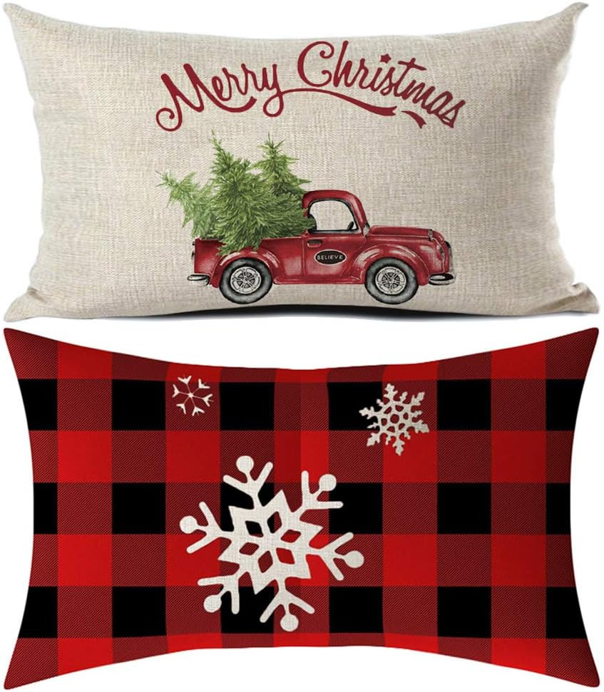 Lumbar Pillow Cover Farmhouse Home Decor Throw Pillow Case Buffalo Check Plaid D