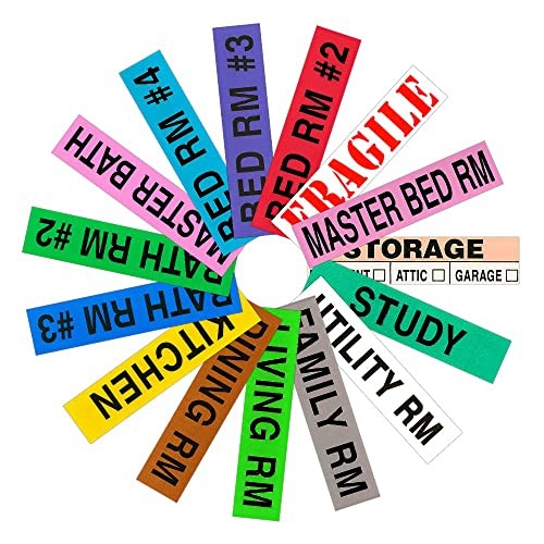  Moving Box Labels – 800 Color Coded Labels for Moving Boxes, Room ID Packing 