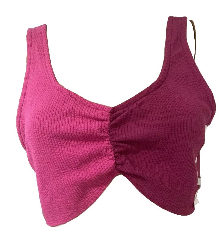 Wild Fable Women's Versatile Textured Knit Tiny Tank Top - (XL Vibrant Pink)