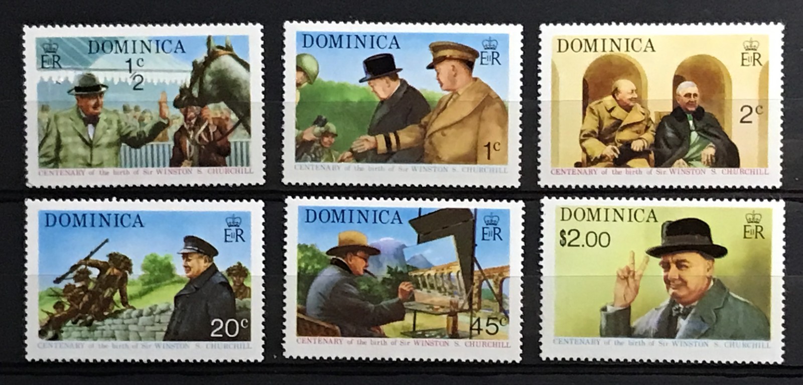 DOMINICA  - 1974 BIRTH CENTENARY OF WINSTON CHURCHILL NHM SET SG 434 - 439