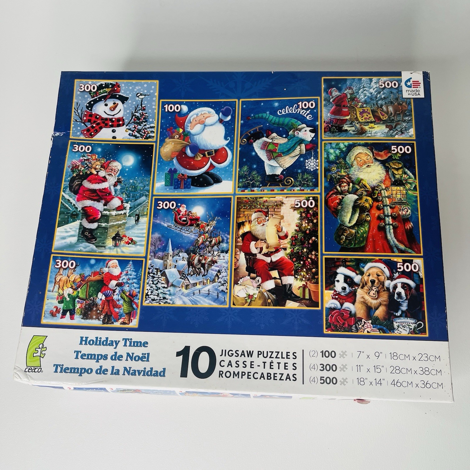 Ceaco Holiday Time Christmas Puzzle 10 pack Santa Snowman Christmas Puppies