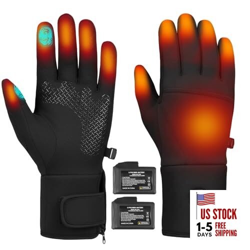 Heated Gloves Liners for Men Women, Rechargeable Electric X-Large-XX-Large