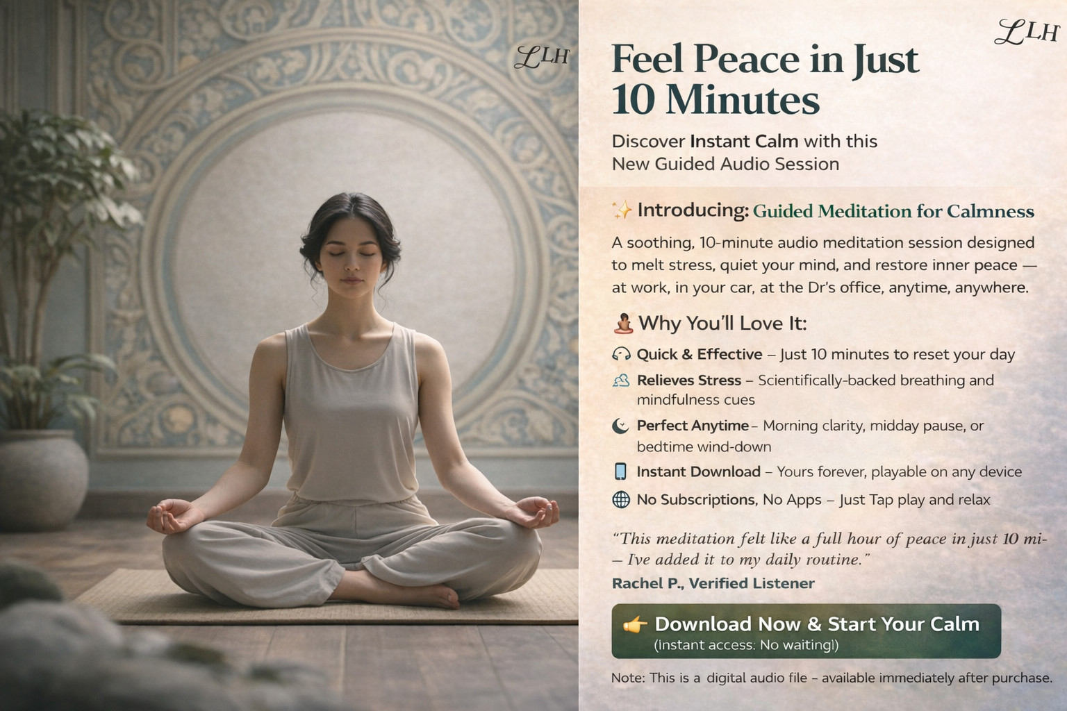 10 Minutes to Calmness : 10-Minute Guided Relaxation Session with Backgrnd Sound