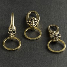Solid Brass Skull KeyChain Keyring Split Ring Punk GH692