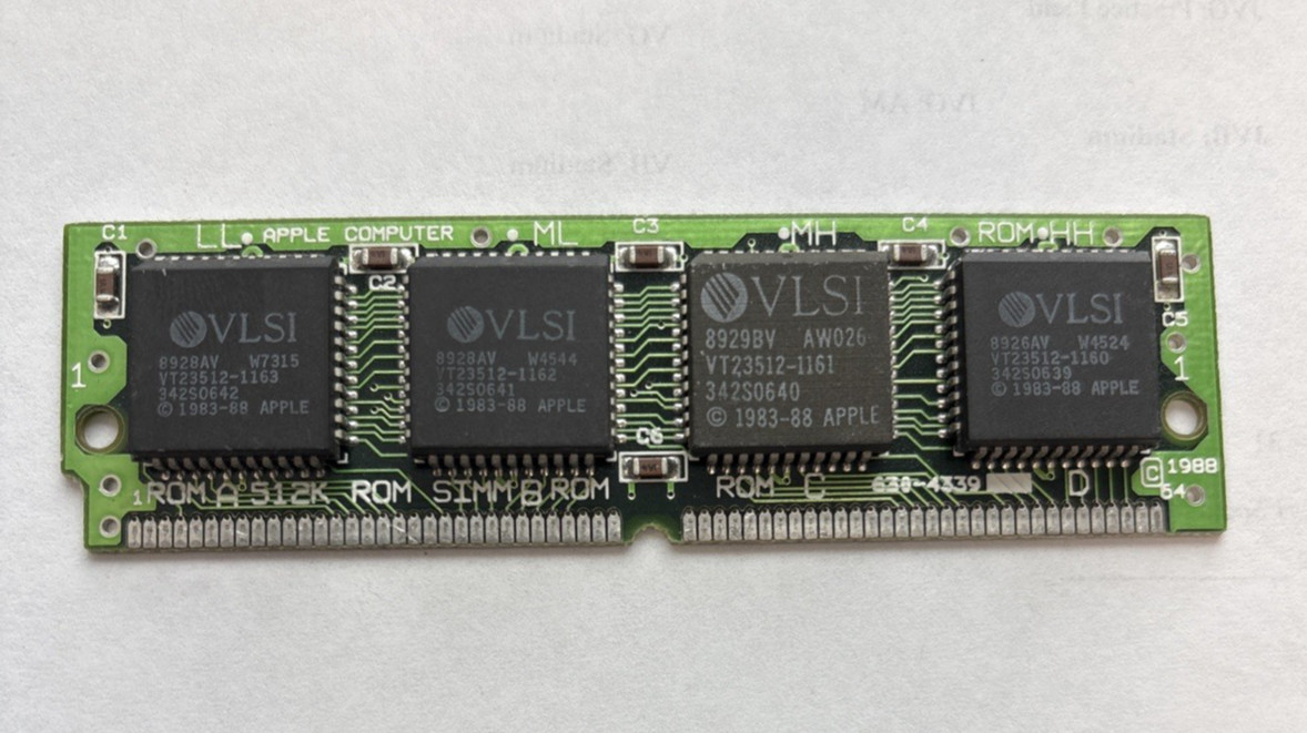 Apple Macintosh SE/30 ROM SIMM 512K 820-0241-02 630-4339 1988