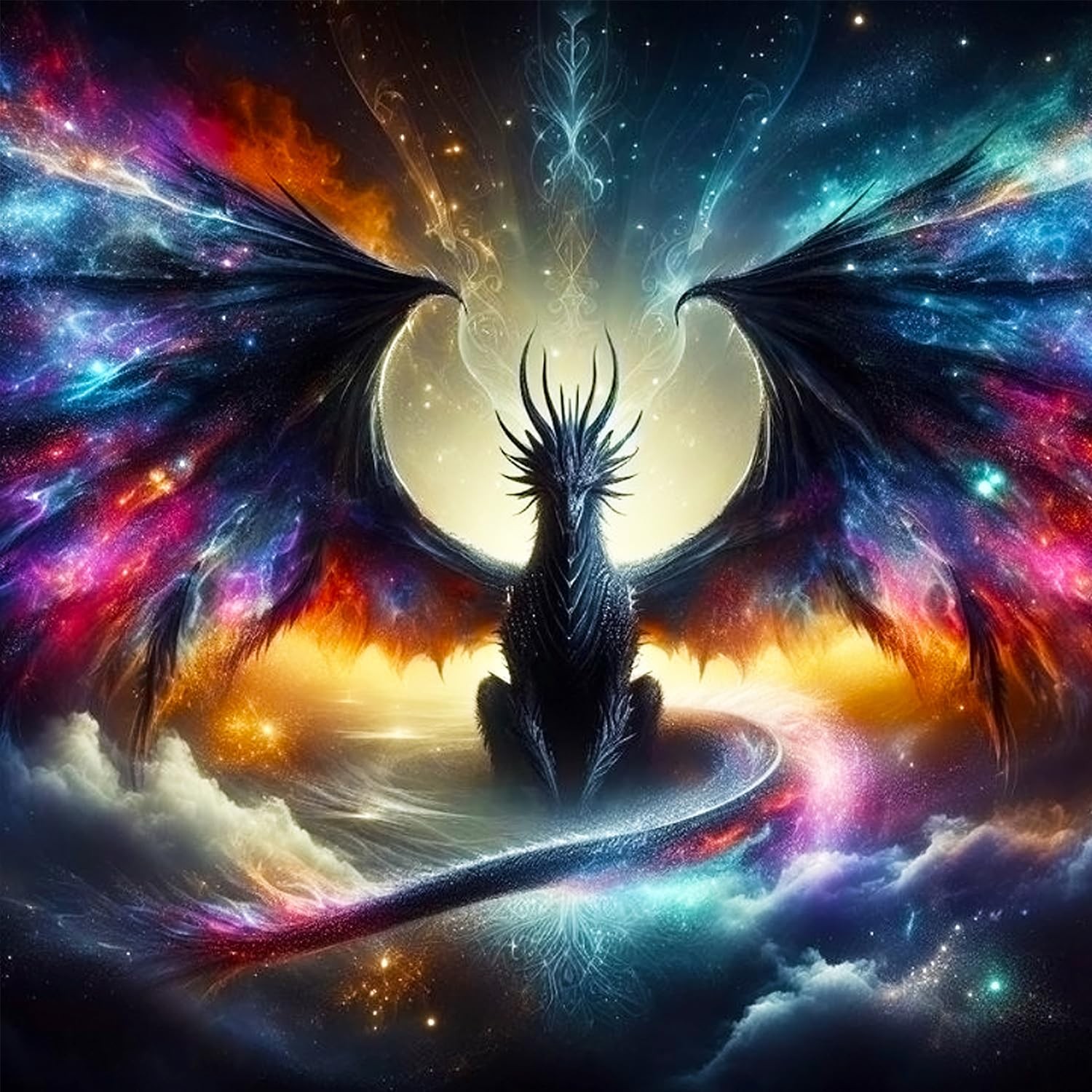 Dragon Diamond Art Kits for Adults, Starry Sky Dragon Diamond Painting Kit, Full